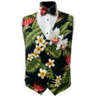 Hawaiian Red Bird of Paradise Tuxedo Vest and Bow Tie Set